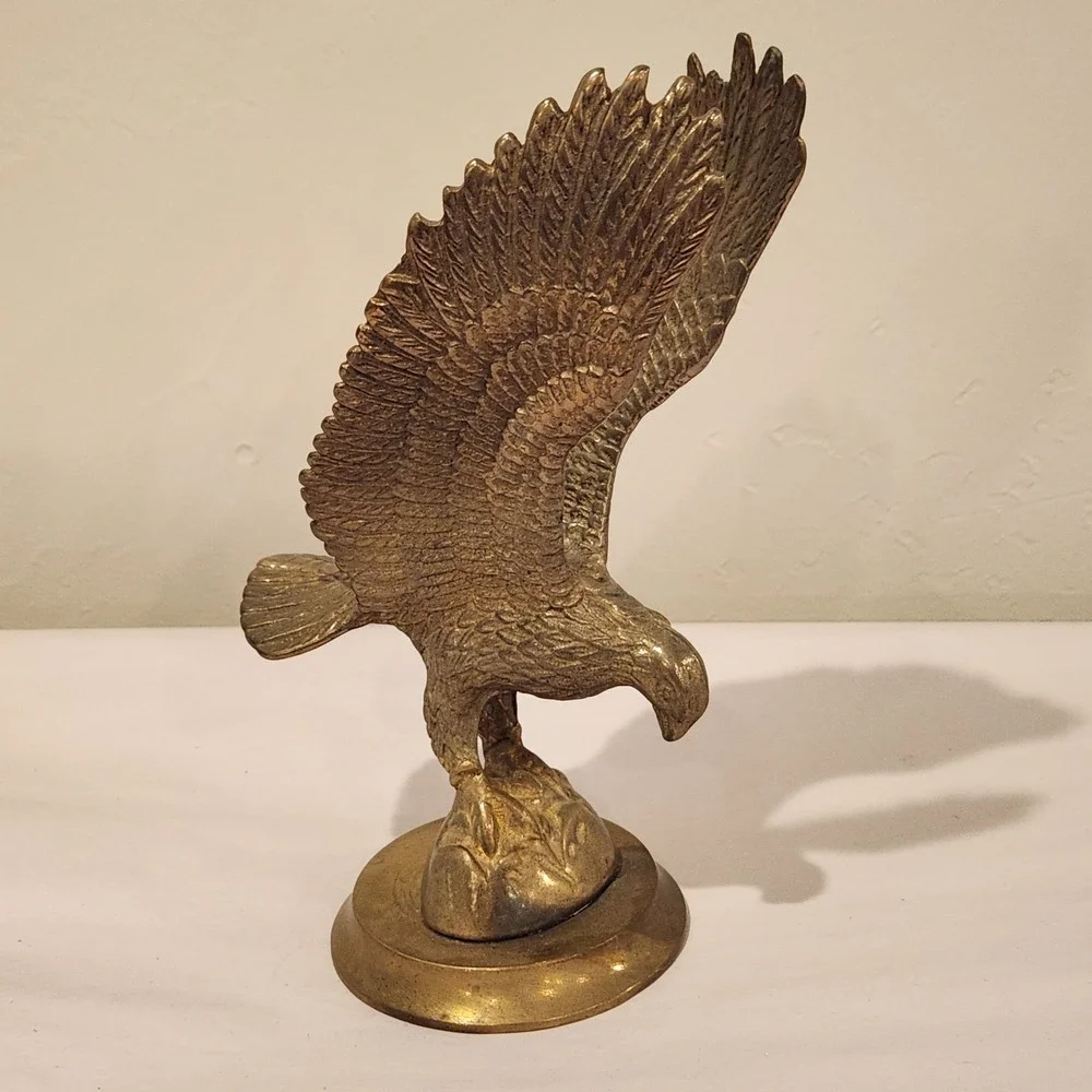 Vintage Brass American Eagle Patriotic Statue Paperweight Sculpture